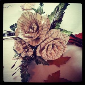 old books, book pages flower, wedding bouquet, alternative