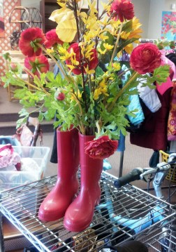 Saturday Socks, red rubber boots, rainboots, LifeBridge, thrift store, Salem MA, Hey Sadie Mae